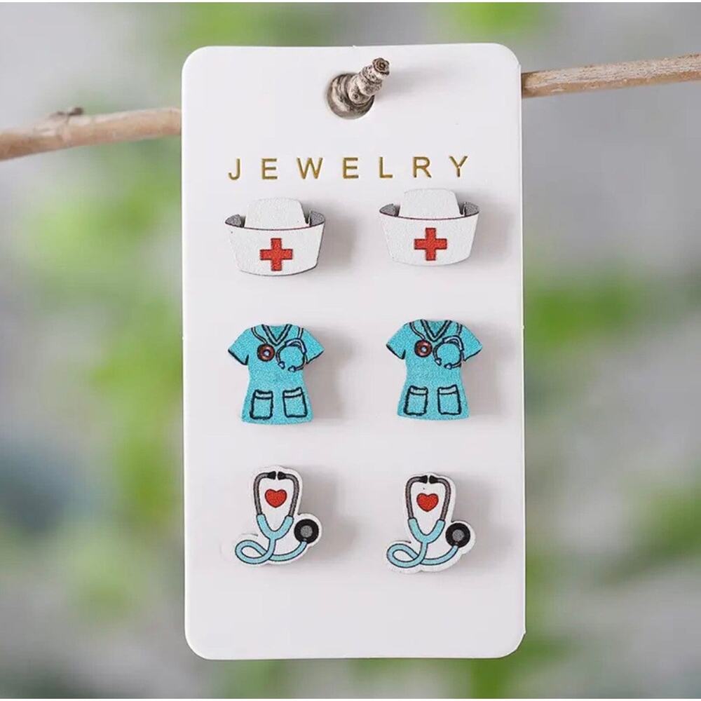 Nurse/ Doctor Charting/Charts Stud Style Earrings Hospital/Dr Office